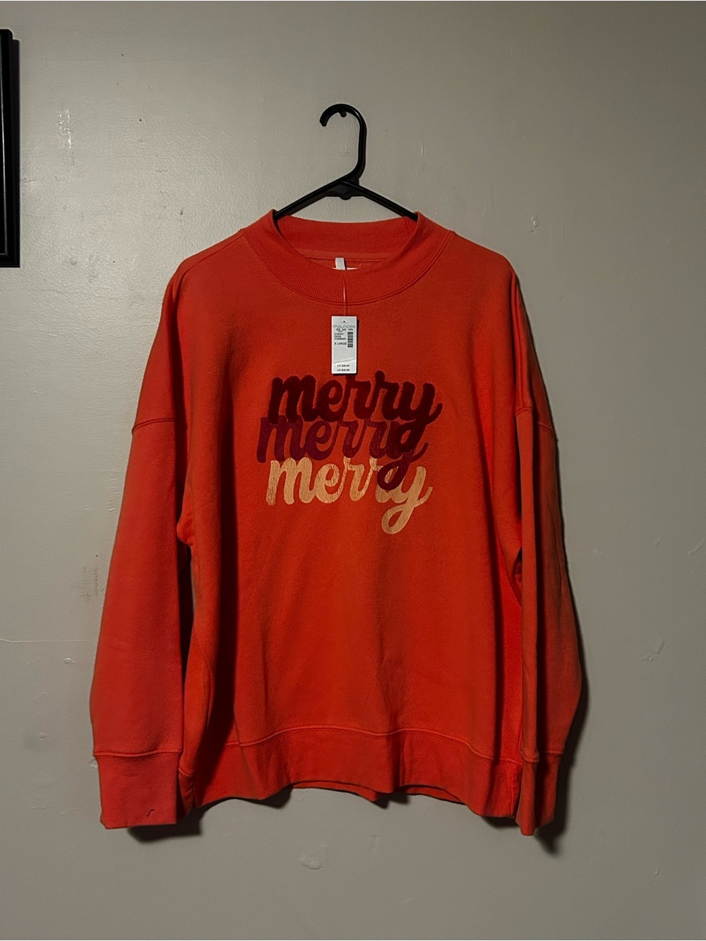 Maurices Coral Crewneck Sweatshirt with 'Merry' Script